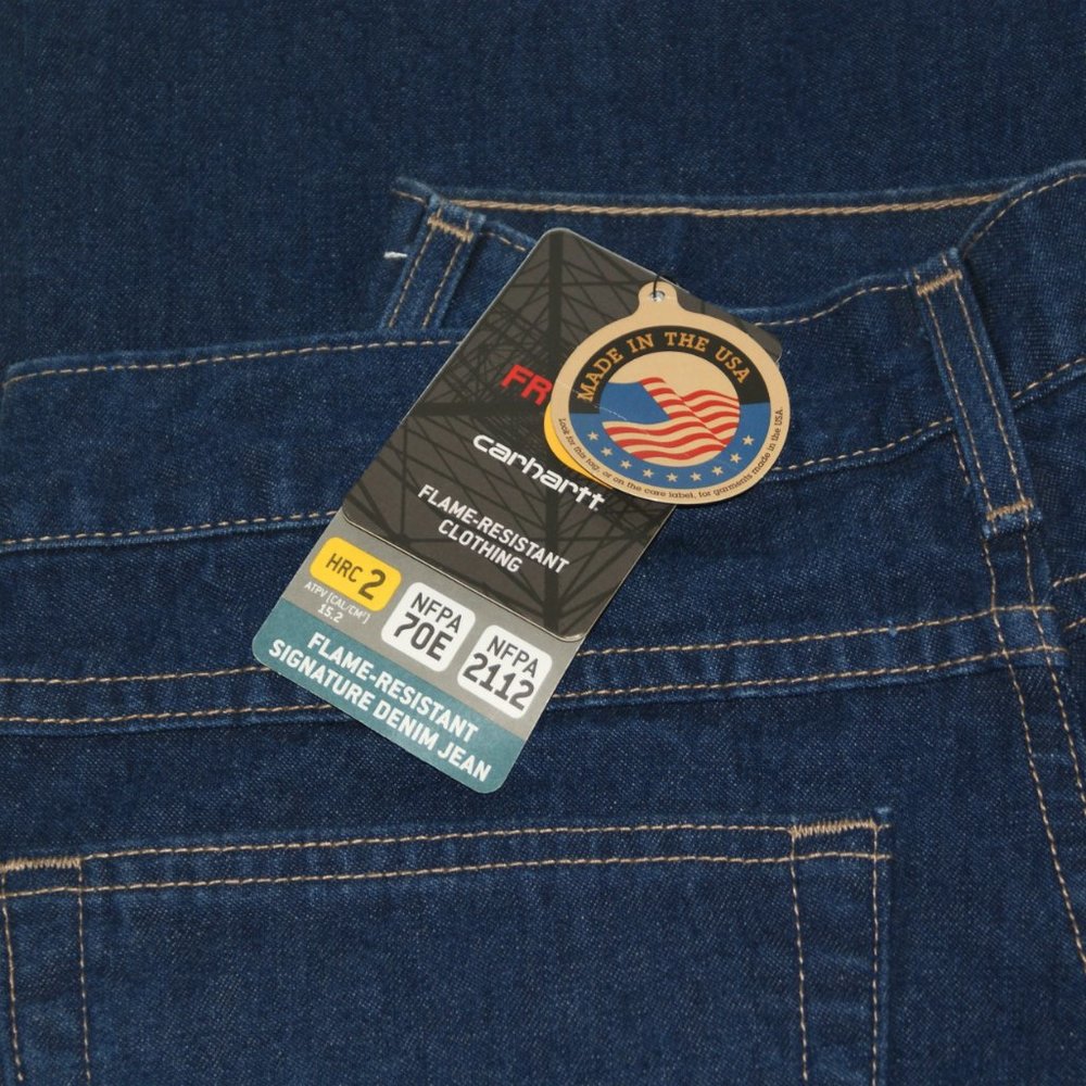 CARHARTT Men's 31x36 Flame Resistant Signature Denim Dungaree Jeans NEW - Picture 4 of 5